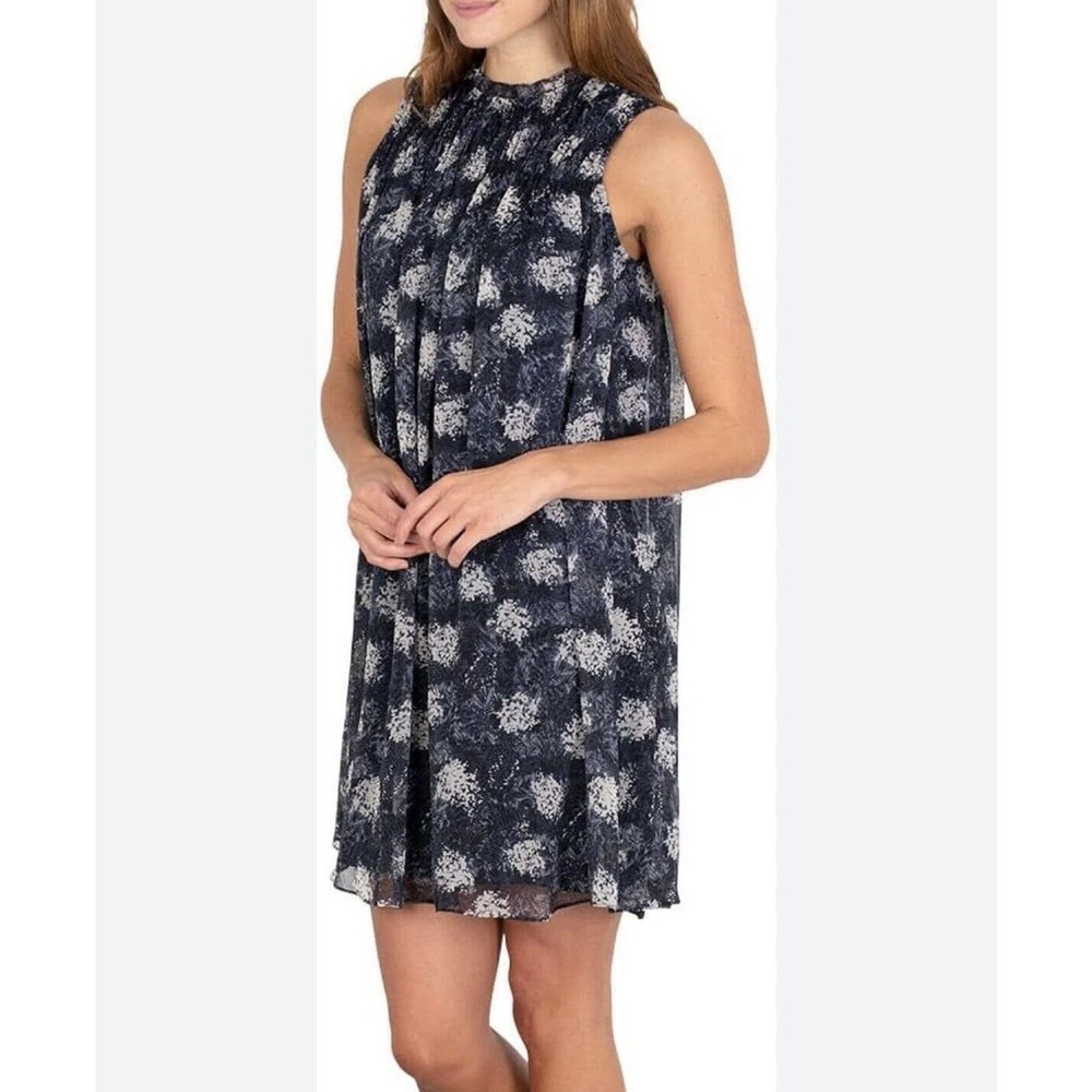 Joie Womens X-Small Flowy Sun Dress Sleeveless Blue Black Gray Floral Print